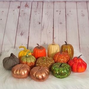 Halloween Holiday Harvest Mini Tabletop Decor Pumpkin Set of Twelve Sparkly Bead